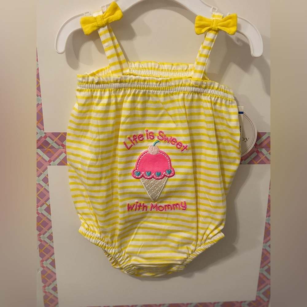 Koala Kids Yellow and White Striped Infant Outfit